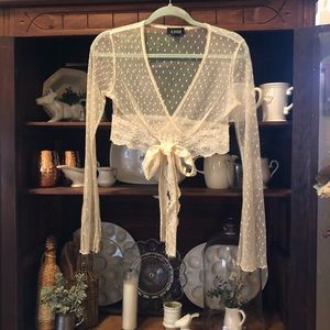 Vintage 1980’s A. Byer Sheer Swiss Dot Crop Top M